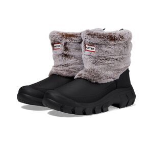 Hunter Intrepid Short Faux Fur Snow Boots – Black/Natural, Women’s 8M